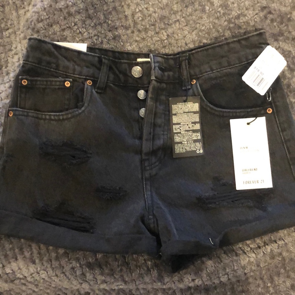 Forever 21 Distressed Black Girlfriend Shorts